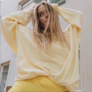 Daily Drills Oversized Reversible Yellow Terry Cloth Sweatshirt (XS)